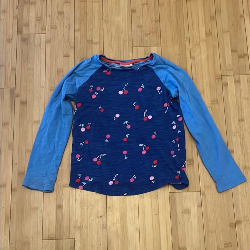 Hanna Andersson Long Sleeve Blue and Red Tee